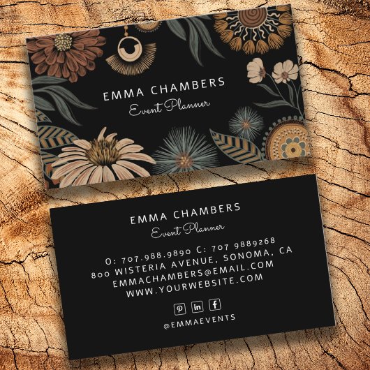 Boho Floral Event Planner Visitenkarte