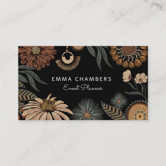 Boho Floral Event Planner Visitenkarte (Vorderseite)