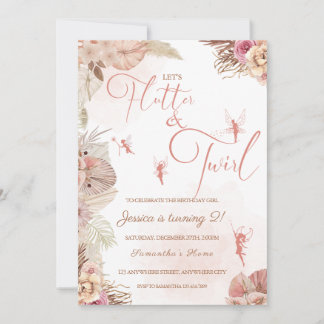 Boho Floral Fairies Geburtstagsparty Einladung