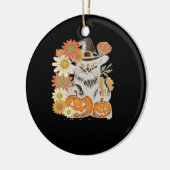 Boho Floral Fall Black Cat Halloween Essential T-S Keramik Ornament (Links)