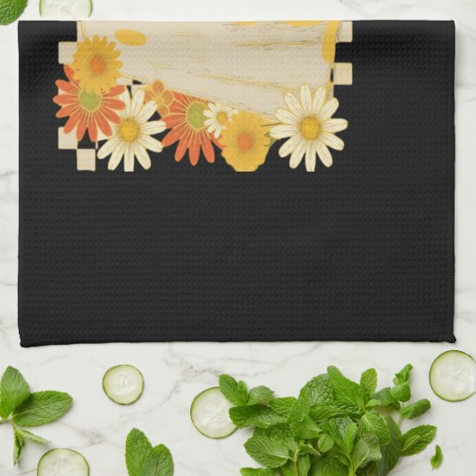 Boho Floral Fall Ghost and Black Cat Halloween Fal Geschirrtuch (Gefaltet)