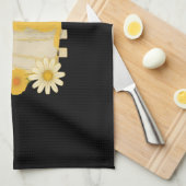 Boho Floral Fall Ghost and Black Cat Halloween Fal Geschirrtuch (Viertel Falte)