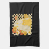 Boho Floral Fall Ghost and Black Cat Halloween Fal Geschirrtuch (Vertikal)