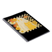 Boho Floral Fall Ghost and Black Cat Halloween Fal Notizblock (Rechte Seite)