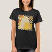 Boho Floral Fall Ghost and Black Cat Halloween Fal T-Shirt (Vorderseite)