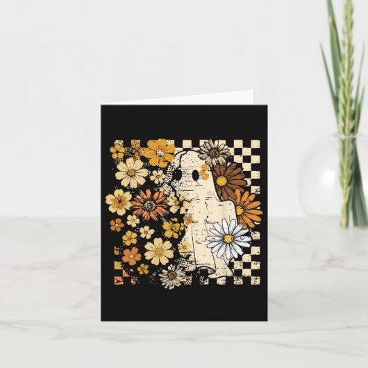Boho Floral Fall Ghost Erntedank Herbst Vibes H Karte (Vorderseite)