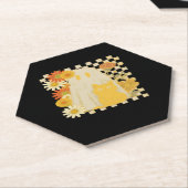 Boho Floral Fall Ghost und Black Cat Halloween Fal Untersetzer (angewinkelt)