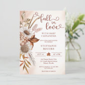 Boho Floral Fall in Liebe Babydusche Einladung (Stehend Vorderseite)