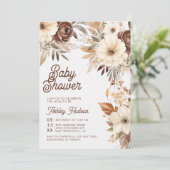 Boho Floral Fall in Liebe Babydusche Einladung (Stehend Vorderseite)