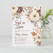 Boho Floral Fall in Liebe Brautparty Einladung (Stehend Vorderseite)