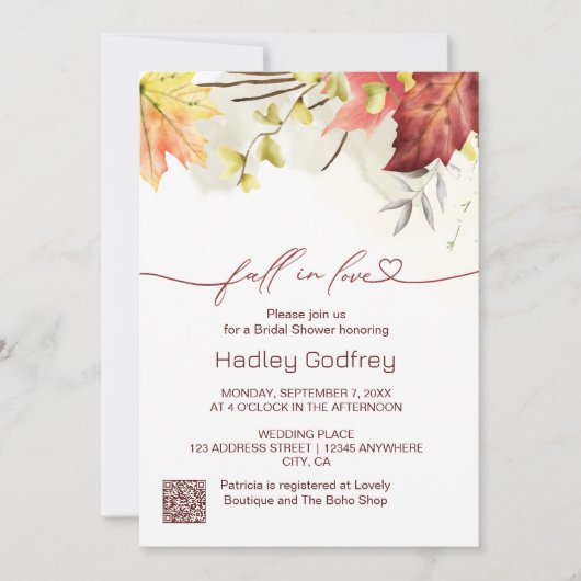 Boho Floral Fall in Liebe Brautparty Einladung (Vorderseite)