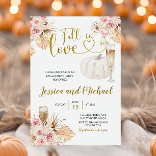 Boho Floral Fall Liebe Pumpkin Engagement Party Einladung