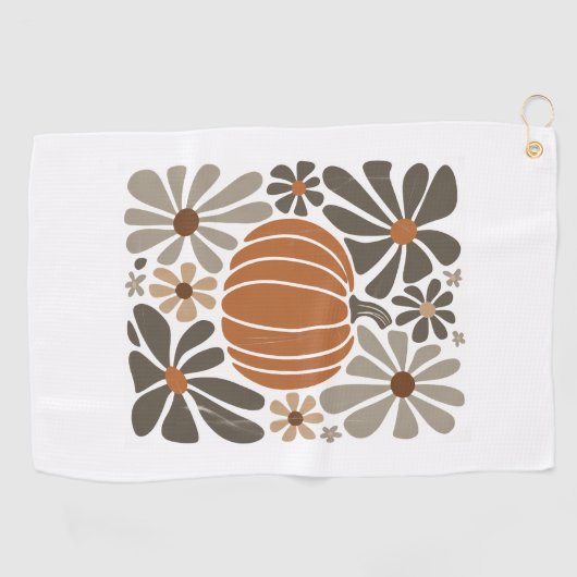 Boho Floral Fall Pumpkin-Saison Golfhandtuch (Horizontal)