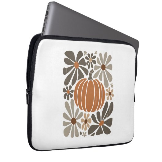Boho Floral Fall Pumpkin-Saison Laptopschutzhülle (Vorne Rechts)