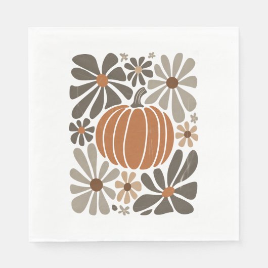 Boho Floral Fall Pumpkin-Saison Serviette (Vorderseite)