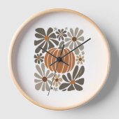 Boho Floral Fall Pumpkin-Saison Uhr (Vorderseite)