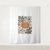 Boho Floral Fall Pumpkin-Saison Wandteppich (Vorderseite)