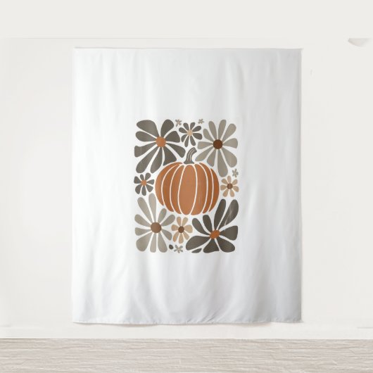 Boho Floral Fall Pumpkin-Saison Wandteppich (Vorderseite)