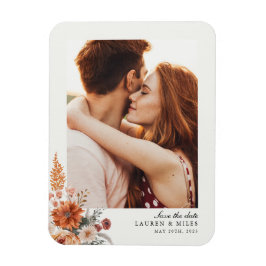 Boho Floral Fall Save the Date mit Foto Magnet