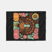 Boho Floral Fall Turkey Pumpkin Thanksgiving Girl Fleecedecke (Vorderseite (Horizontal))
