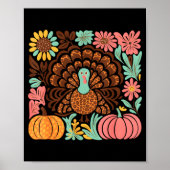 Boho Floral Fall Turkey Pumpkin Thanksgiving Girl Poster (Vorne)