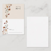 Boho Floral Faltes Platzkarte (Vorne/Hinten)