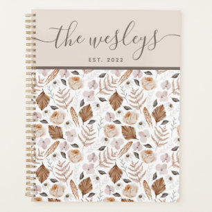 Boho-Floral-Familiennamensplaner Planer