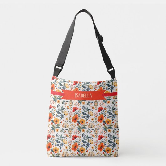 Boho Floral Fantasy Tragetaschen Mit Langen Trägern (Vorderseite)