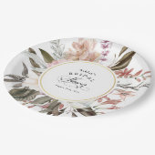 Boho Floral Fantasy Watercolor Brautparty Pappteller (Schrägansicht)
