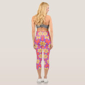 Boho Floral farbenfrohe Muster Capri Leggings (Rückseite)