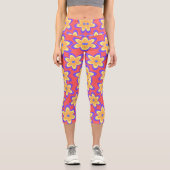 Boho Floral farbenfrohe Muster Capri Leggings (Vorderseite)