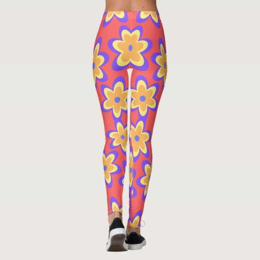 Boho Floral farbenfrohe Muster Leggings (Rückseite)