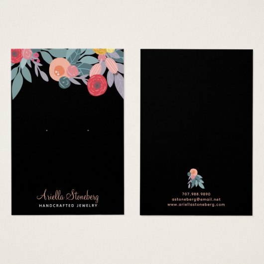 Boho Floral farbenfroher Earring Black (Vorne & Hinten)