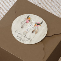 Boho Floral Feather Antler Kuh Skull Hochzeit