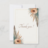Boho Floral Feather Dreamcatcher Wedding Dankeskarte (Vorderseite)