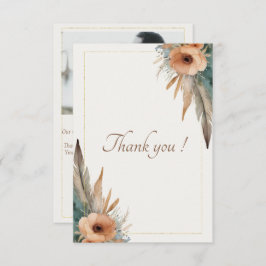 Boho Floral Feather Dreamcatcher Wedding Dankeskarte
