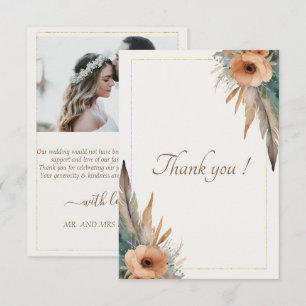 Boho Floral Feather Dreamcatcher Wedding Dankeskarte