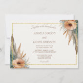 Boho Floral Feather Dreamcatcher Wedding Einladung (Vorderseite)