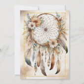 Boho Floral Feather Dreamcatcher Wedding Einladung (Rückseite)
