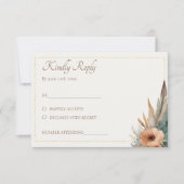 Boho Floral Feather Dreamcatcher Wedding RSVP Karte (Vorderseite)