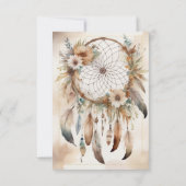 Boho Floral Feather Dreamcatcher Wedding RSVP Karte (Rückseite)