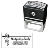 Boho Floral Feather Individuelle Name Rücksendeadr Permastempel (Beispiel)