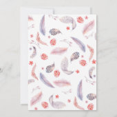 Boho Floral Feathers Deer Antlers Wedding Einladung (Rückseite)