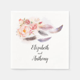 Boho Floral Feathers Serviette