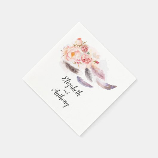 Boho Floral Feathers Serviette (Ecke)