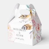 Boho Floral Feathers & Wate Wedding Geschenkschachtel (Vorderseite)