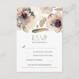 Boho Floral Feathers Watercolor Ivory RSVP Card Karte