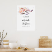 Boho Floral Feathers Wedding Welcome Sign Poster (Küche)