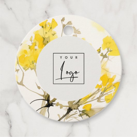 Boho-Floral-Firmenlogo für Gelbe Wildblume Geschenkanhänger (Vorderseite)