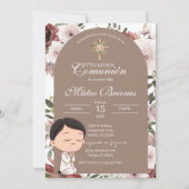 Boho Floral First Communion Invitation Einladung (Vorderseite)